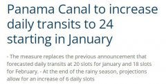 巴拿马运河宣布：增加每日船舶通行数量！